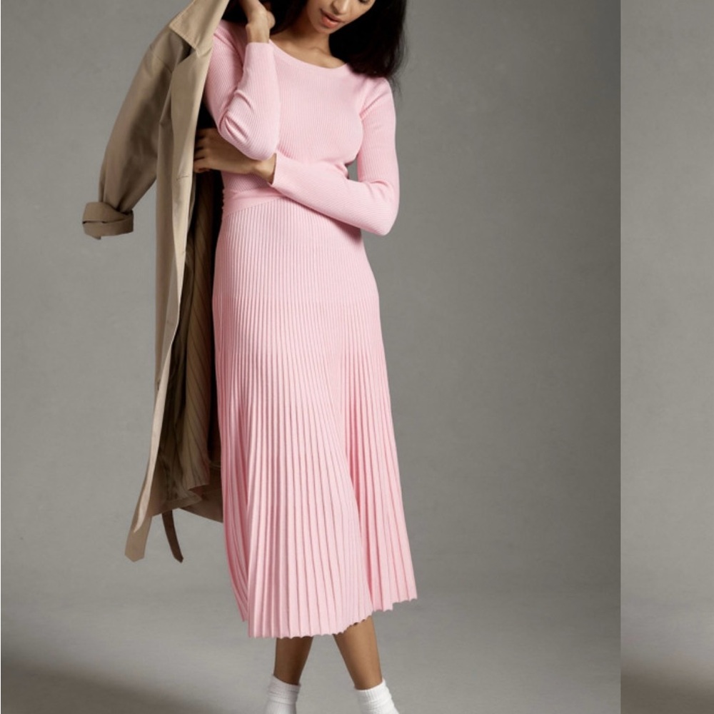 Anthropologie Twist Front Pink Knit Dress